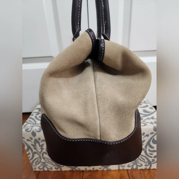 Vintage The Limited Tan Suede / Brown Leather Trim Tote Handbag - Picture 3 of 8